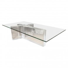 Rectangular glass coffee table with lucite 